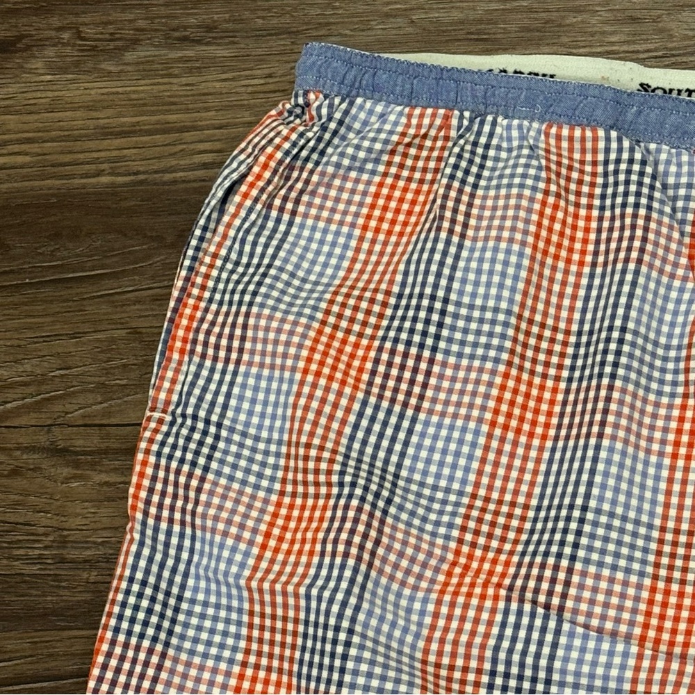 Southern Marsh Mens Gingham Plaid Pajama Lounge Pants Orange Blue Drawstring - Picture 3 of 5